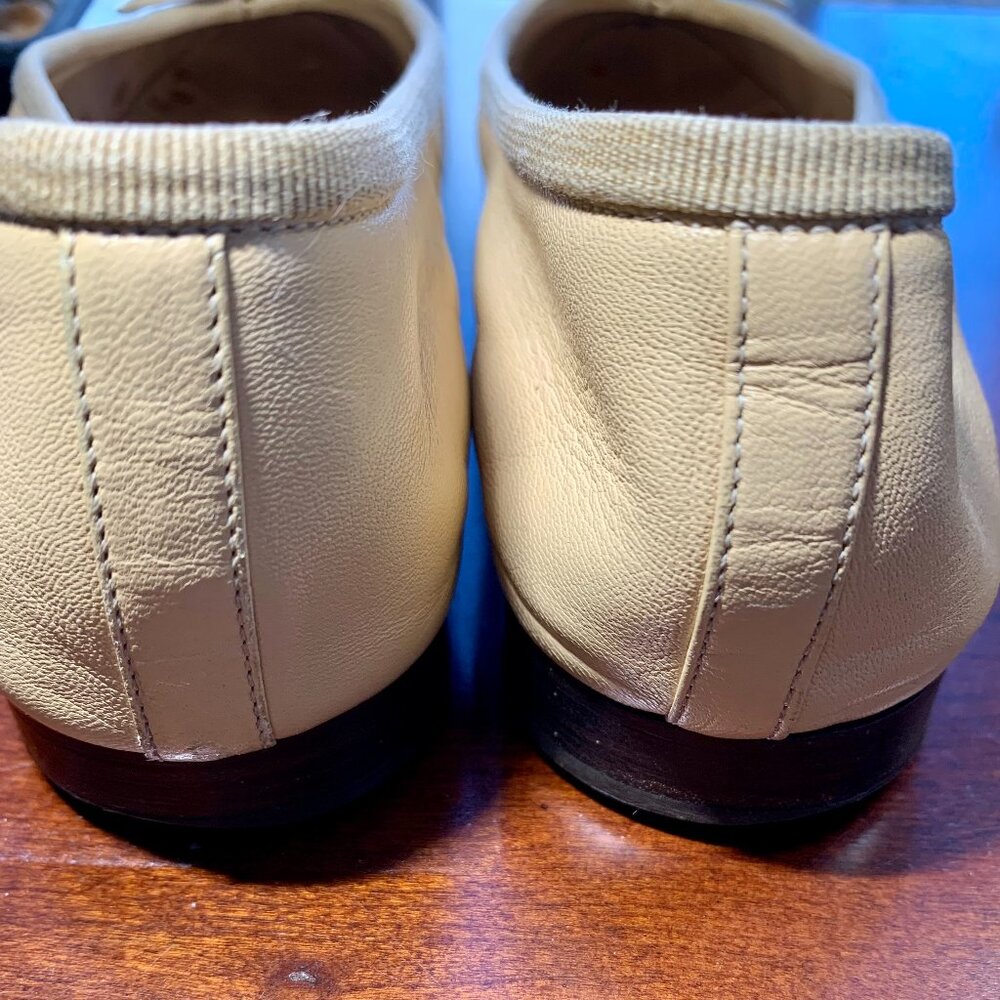 Authentic Chanel Lambskin Leather Ballet Flats Size 36 Two Tone Beige Black Tan - Picture 6 of 15